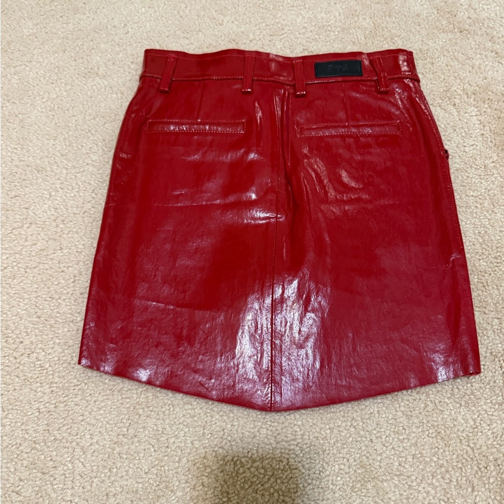 New!! RtA Red Leather Mini Skirt - 0 - Picture 4 of 8